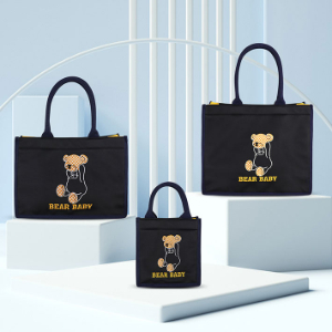印花大帆布包印logo设计 日本卡通小熊托特包环保宠物外带通勤包